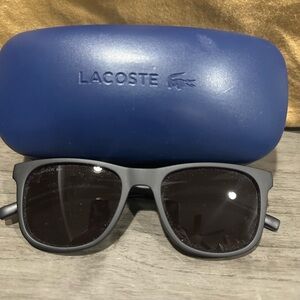 Lacoste Matte Black Sunglasses with Blue Case